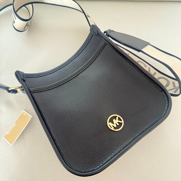 NWT MICHAEL KORS LUISA SMALL NS PHONE CROSSBODY BAG BLACK LEATHER $198 PURSE - Picture 5 of 6